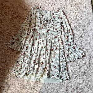Floral Feminine Whimsical Coquette Twee Peasant Fairy Core Flare Sleeve Dress